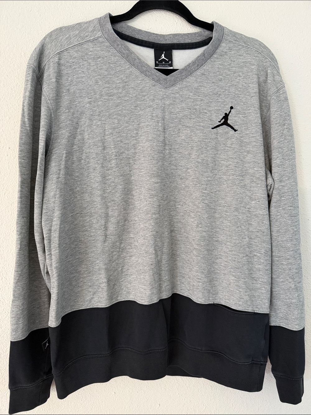 Jordan Two-Tone Gray and Black V-Neck Sweatshirt